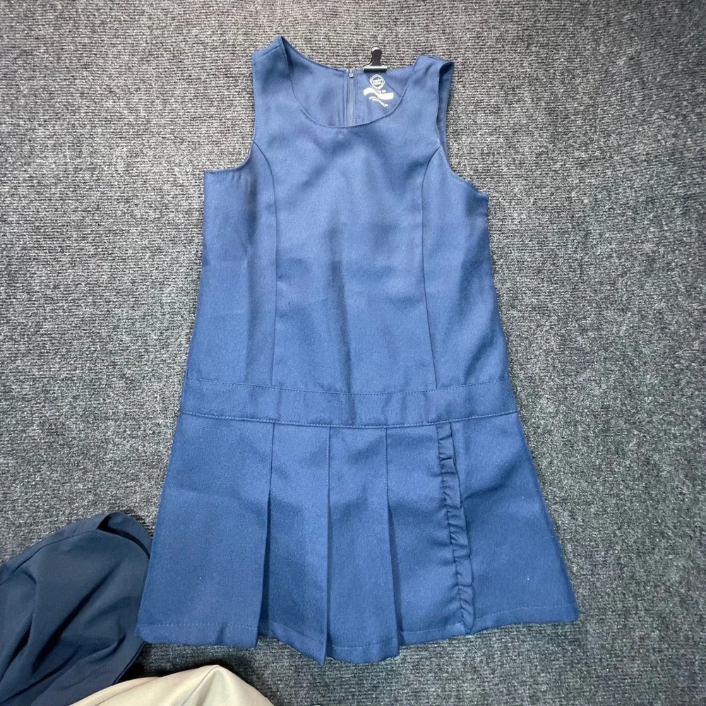 LOT OF 5 School Uniform Girls 6-7 Navy Khaki (4) Skirts (1) Jumper Private